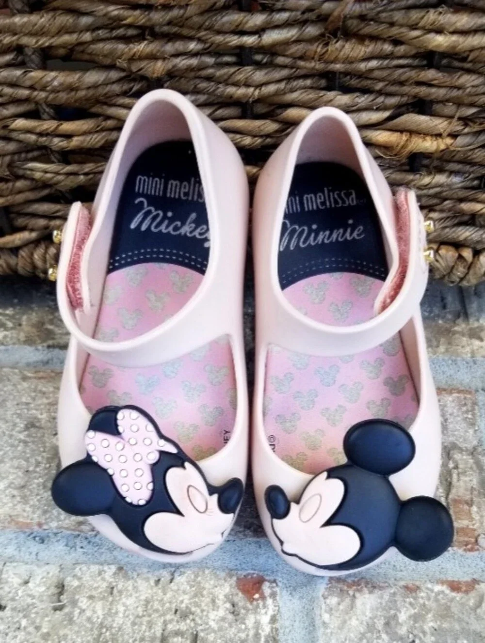 Mini Melissa Disney Mickey Minnie Mouse PINK Mary Jane Shoes (GirlsUS C6 EUR 21)